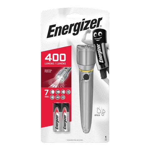 Energizer Vision HD Metal LED Torch 400 Lumens + 2×AA Batteries