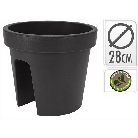Bloempot voor Balkon van Gerecycled Materiaal Zwart Diameter 28 cm