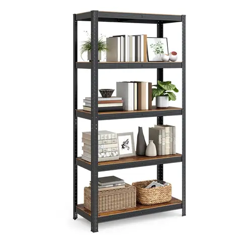 Shelving Heavy Duty 5 Shelves Black/Rustic Brown 40x90x180cm