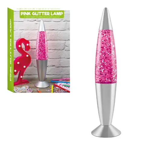 Global Gizmos Lava Lamp Rocket Glitter Pink/Silver