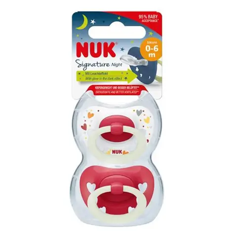 NUK Signature Night Silicone Soother Size 1 0-6 Months 2 Pack
