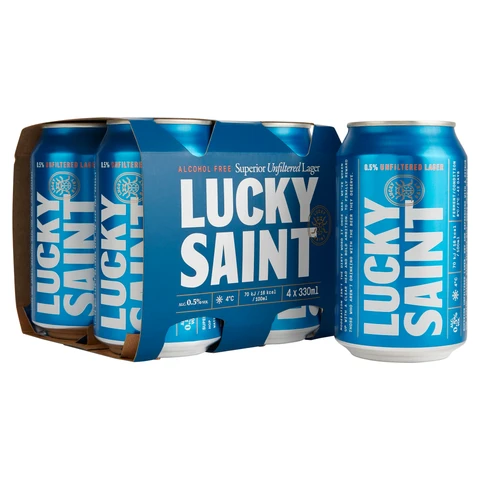 Lucky Saint Unfiltered Alcohol Free Lager 4 x 330ml