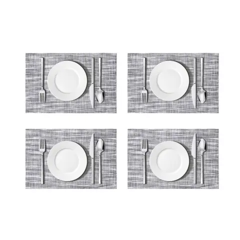 Placemats Easy Clean Rectangle Black/Grey 4pcs