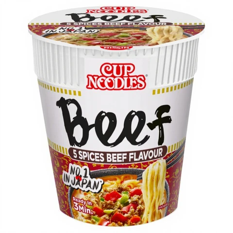 NISSIN Instant Nudeln Becher 5 Gewürze Rindfleisch 64g