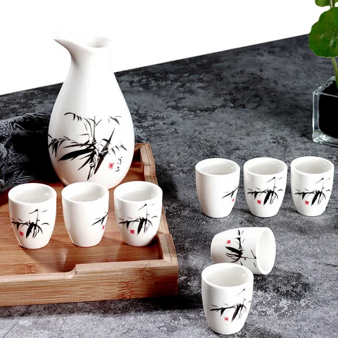 BJ Baijiu Cup Set Wine Dispenser Ceramic Liquor Swallowing Cup Small White Wine Cup 9-piece set HJ-09 Sake Cup [9-piece Set]