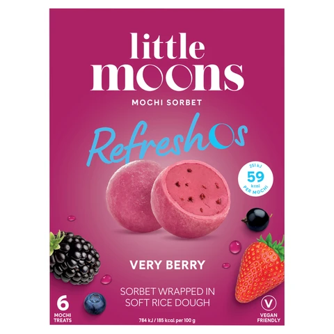 Little Moons Mochi Sorbet Very Berry Refreshos 6x32g
