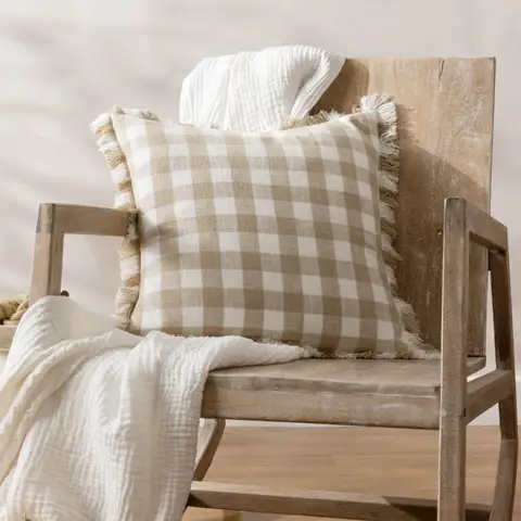 Yard Cushion Barton Check Square Natural 45x45cm