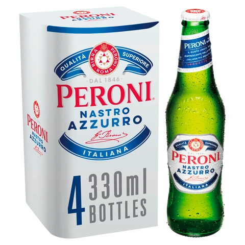 Peroni Nastro Azzurro Bottles 4 X 330ml (5% Abv)