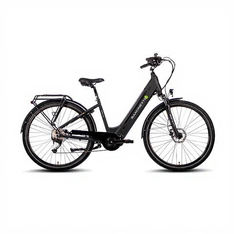 Saxonette E-Citybike Deluxe Sport 2. Wahl, 9-Gang, Mittelmotor, Schwarz Matt, 45