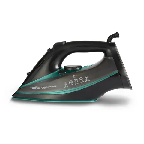 TOWER CeraGlide Ultra Speed Steam Iron with Ceramic Soleplate 3100W Black and Teal T22013TL
