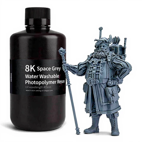 Elegoo 8K résine lavable à l'eau 1000 g, UV 405 nm résine photopolymère pour imprimante 3D LCD Saturn 2 durcissement rapide