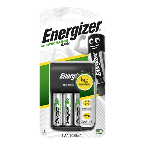 Energizer USB Battery Charger + 4×AA 1300mAh Rechargeable Batteries
