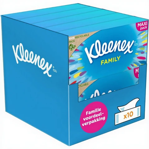 KLEENEX Family Fabrics - 1280 Handkerchiefs - 10 x 128 Pieces