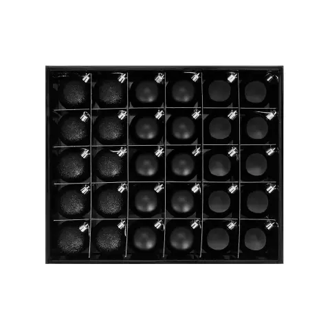 WeRChristmas Black Shatterproof Bauble, 50 Pack