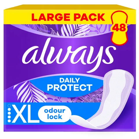 Always Daily Protect Extra Long Panty Liners Odour Lock 48 Pack
