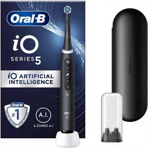 ORAL-B iO5 - Brosse à dents électrique connectée - Nettoyage assisté par IA, suivi 3D, 6 modes, capteur de pression, autonomie 30 jours