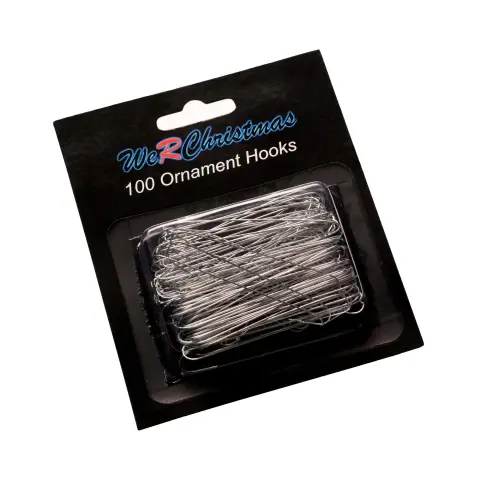 WeRChristmas Bauble Ornament Hooks, Silver, Pack of 100