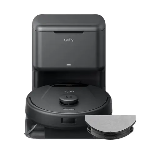 Eufy L60 Hybrid Robot Vacuum Cleaner with Mop and Self-Empty Station, Hair Detangling Technology, Up to 60 Days of Hands Free Cleaning, Ultra Strong 5,000 Pa Suction to Remove Hair, Dust, Mop Pad