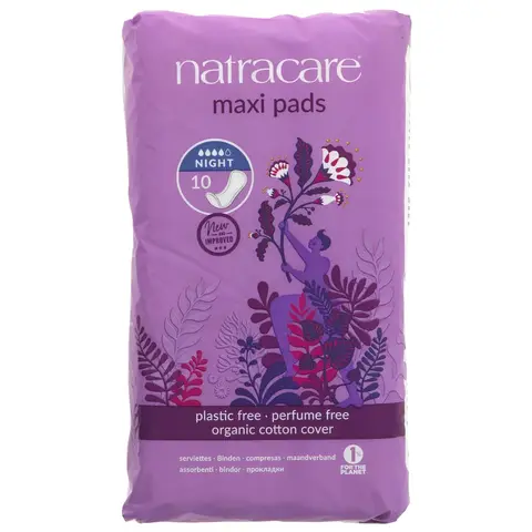 Natracare Maxi Pads - Night Time 10Pads