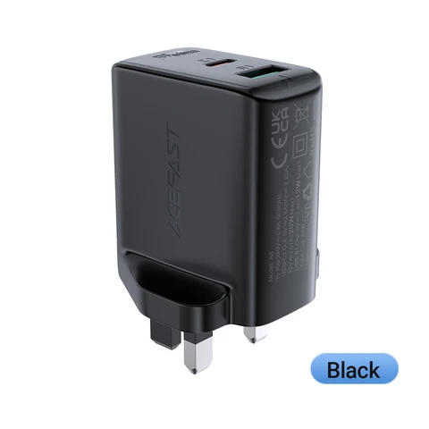 ACEFAST A8 PD32W Dual Port Charger(USB-C/ USB-A) - Black