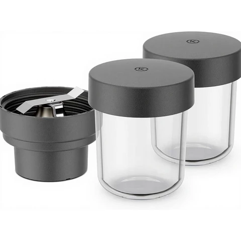 Kenwood Mini-Zerkleinerer & Grinder KAG30.000GY, Glaszubehör, Go Collection, Zerkleinerer & Grinder für Kenwood Go Küchenmaschine, 2 Glasbehälter, abnehmbare Edelstahlklingen, spülmaschinenfest, 100 ml