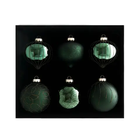 WeRChristmas Sage Green Glass Baubles, 6 Pack, 10 cm