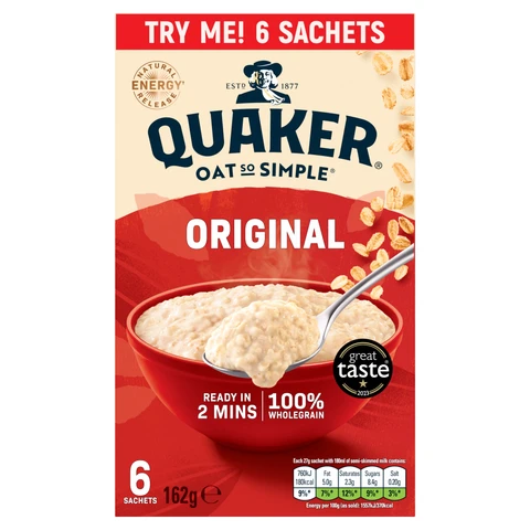 Quaker Oat So Simple Original Porridge Sachets 6 Pack 162g