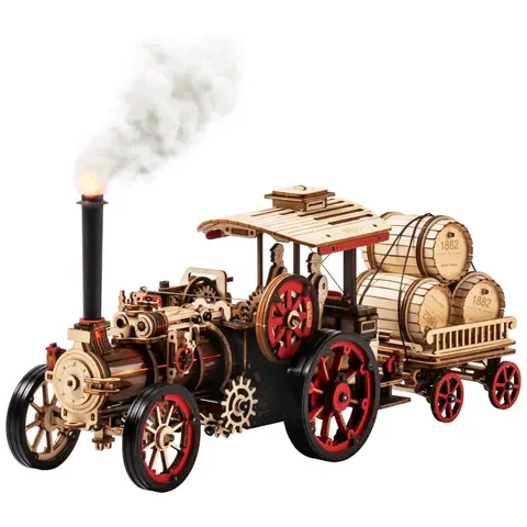 Robotime ROKR Steam Engine 3D Wooden Puzzle Building Toys 36 x 12 x 14.6cm 1PC,Home decoration, bookshelf decoration,Craft Gifts for Adults and Teens,Educational toys