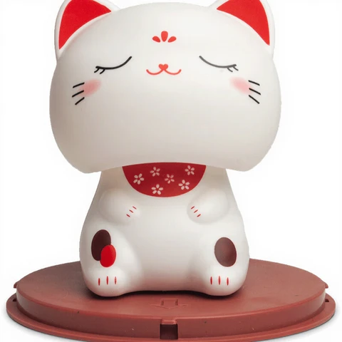 Chat Porte-Bonheur Solaire H10 cm, Décoration de Table & Voiture - Mignon