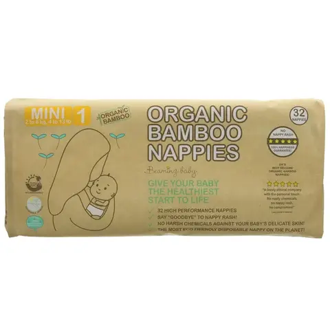 Beaming Baby Organic Bamboo Nappies Size 1 32 Pack