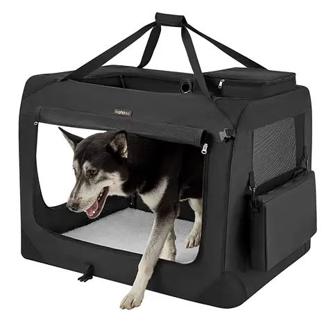 Feandrea Dog Kennel Portable Dog Travel Crate 102.0x69.0x69.0cm Black
