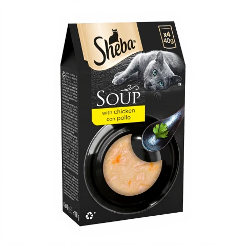 Sheba Classics Soup Adult Wet Cat Food Pouches with Chicken Fillets 4 x 40g
