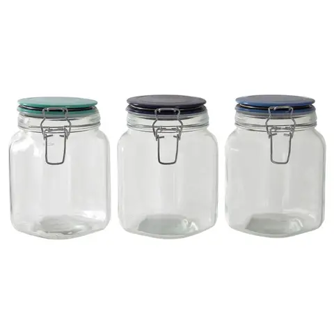 Maison by Premier Glass Storage Jar 1050 ml  (3 Assorted Colours)