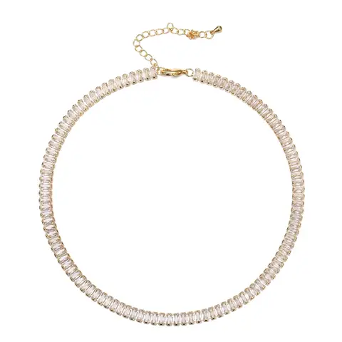 Ever Faith Clear Cubic Zirconia Thick Tennis Choker Necklaces
