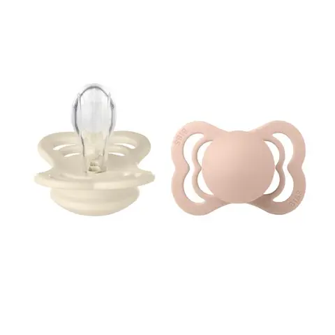 BIBS Soother Supreme Silicone Size 1 0+ Months 2 Pack Ivory/Blush