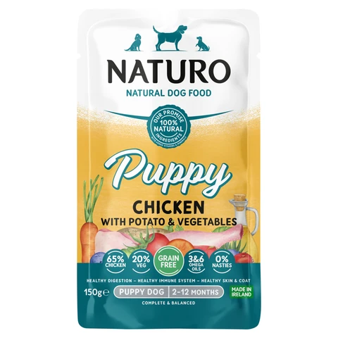 Naturo Natural Dog Food Puppy Chicken with Potato & Vegetables Puppy Dog 2-12 Months 150g