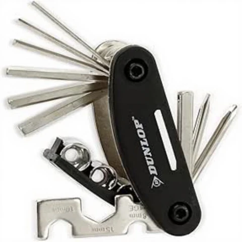 Dunlop Multitool voor Fiets 15 Functies met Opbergtasje 4,5 x 9 cm
