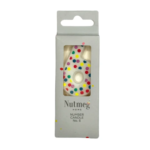 Nutmeg Cake Candle Spots Number 6 Multicolour