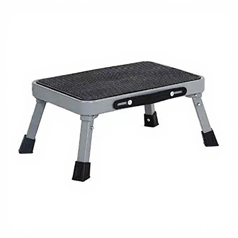 Huacan Folding Lightweight One Step Ladder Steel with Anti-slip Plastic Board gray