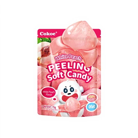 Cokoc Schälbare Weiche Bonbons Weißer Pfirsich Geschmack 75g