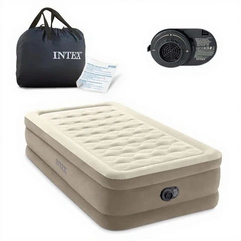 Intex ultra plush luchtbed - Tweepersoons, Beige, 99 x 191 x 46 cm