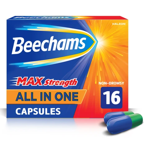 Beechams Max Strength All in One Cold and Flu 16 Capsules