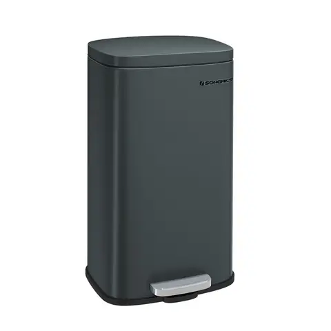 Trash Can, 34.8x29.7x63.3cm, 30L, Steel, Greenish Grey