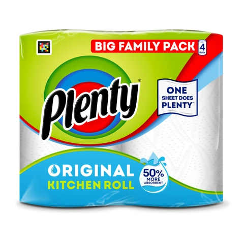 Plenty Original Kitchen Roll, 2-Ply, 4 Rolls