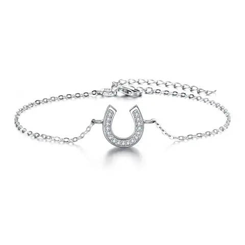 Ever Faith Clear Cubic Zirconia Lucky Horseshoe Adjustable Link Bracelet