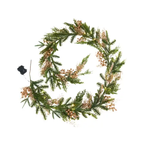 WeRChristmas Pre-Lit Gold Berry Mixed Tip Garland, 9 ft