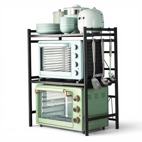 Maxcook Mikrowellenregal Doppelte Ablagen Küche dehnbarAufbewahrungsregal - 65 x 39 x 79 cm