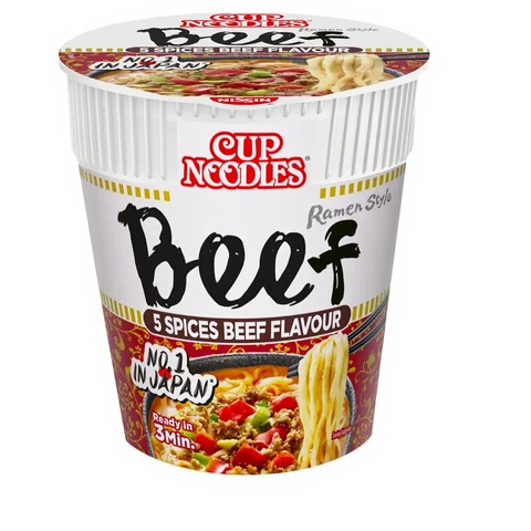 NISSIN Nouilles instantanées en bol saveur bœuf aux 5 épices - 8 x 64 g - 1 Boîte