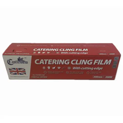 Castleview Catering Clingfilm with slider cutter 300mm x 300m, 8 micron