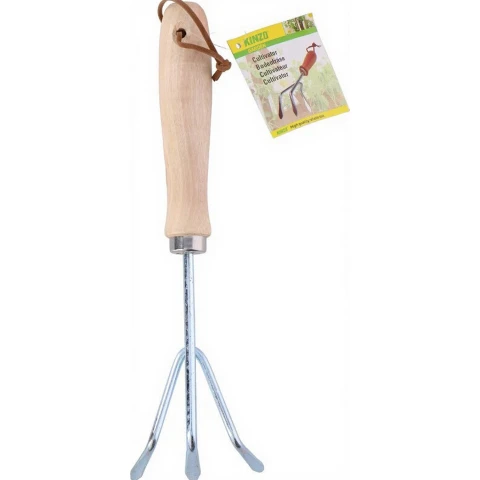 Kinzo Handcultivator voor Zaaien en Planten Houten Handvat Staal 26,5 x 7,8 x 3,8 cm